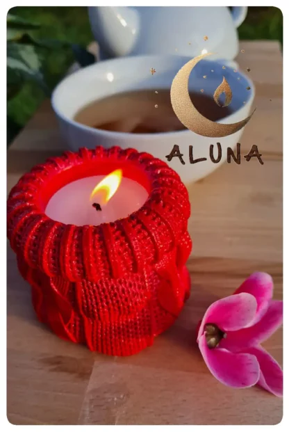 Pot et bougie artisanale écoresponsable façon tricot - boutique écoresponsable La Planète à Paillettes.