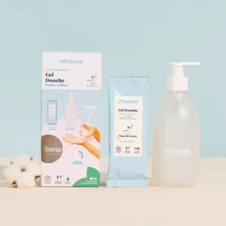 Kit découverte Gel douche Fleur de Coton - (1 bouteille + 1 recharge) ☁️🧼 - Pimpant - La Planète à Paillettes