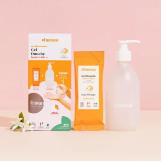 Kit Gel douche Fleur d'Oranger - Flacon et Poudre à diluer 🌼🛁 - Pimpant - La Planète à Paillettes